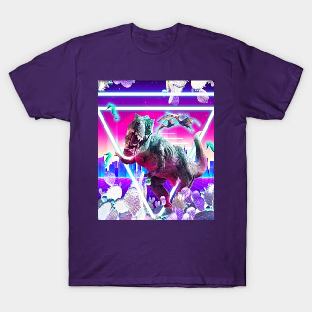 Dinosaur Rave Raving T-Rex T-Shirt by Random Galaxy